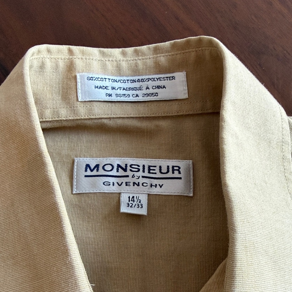 Givenchy Men's Beige Button-Up Shirt - 14 1/2 32/33 - classique vintage - Picture 2 of 5